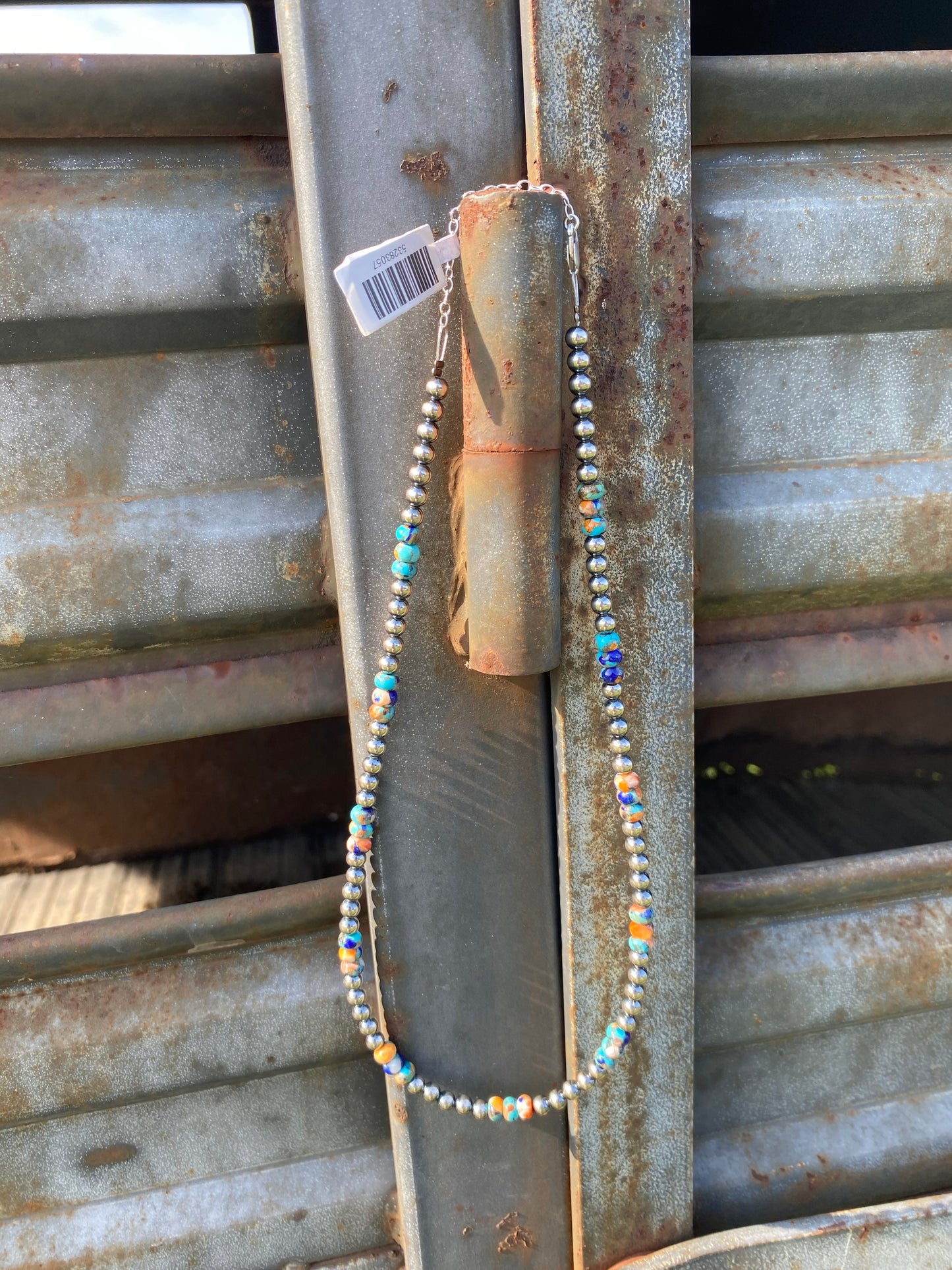 18" 5mm Pearls w/Lapis Spiny Turquoise Beads