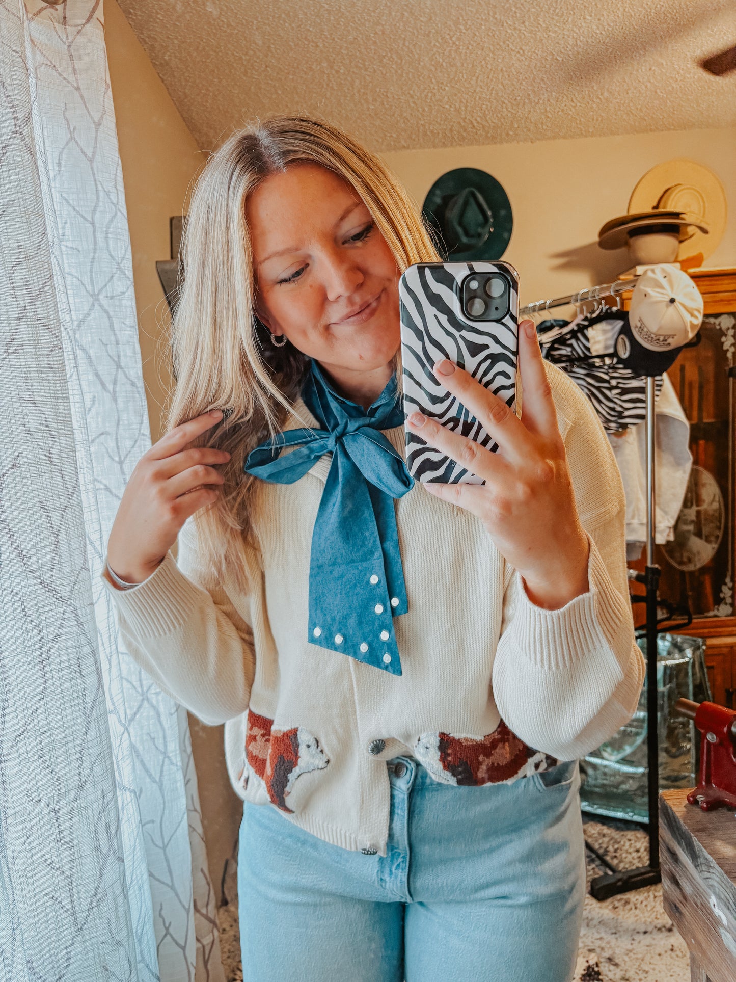 Denim Bow Collar