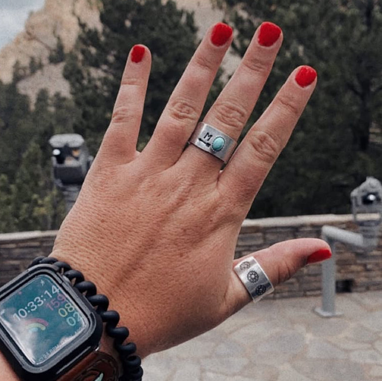 Custom Stamped Ring w/Turquoise