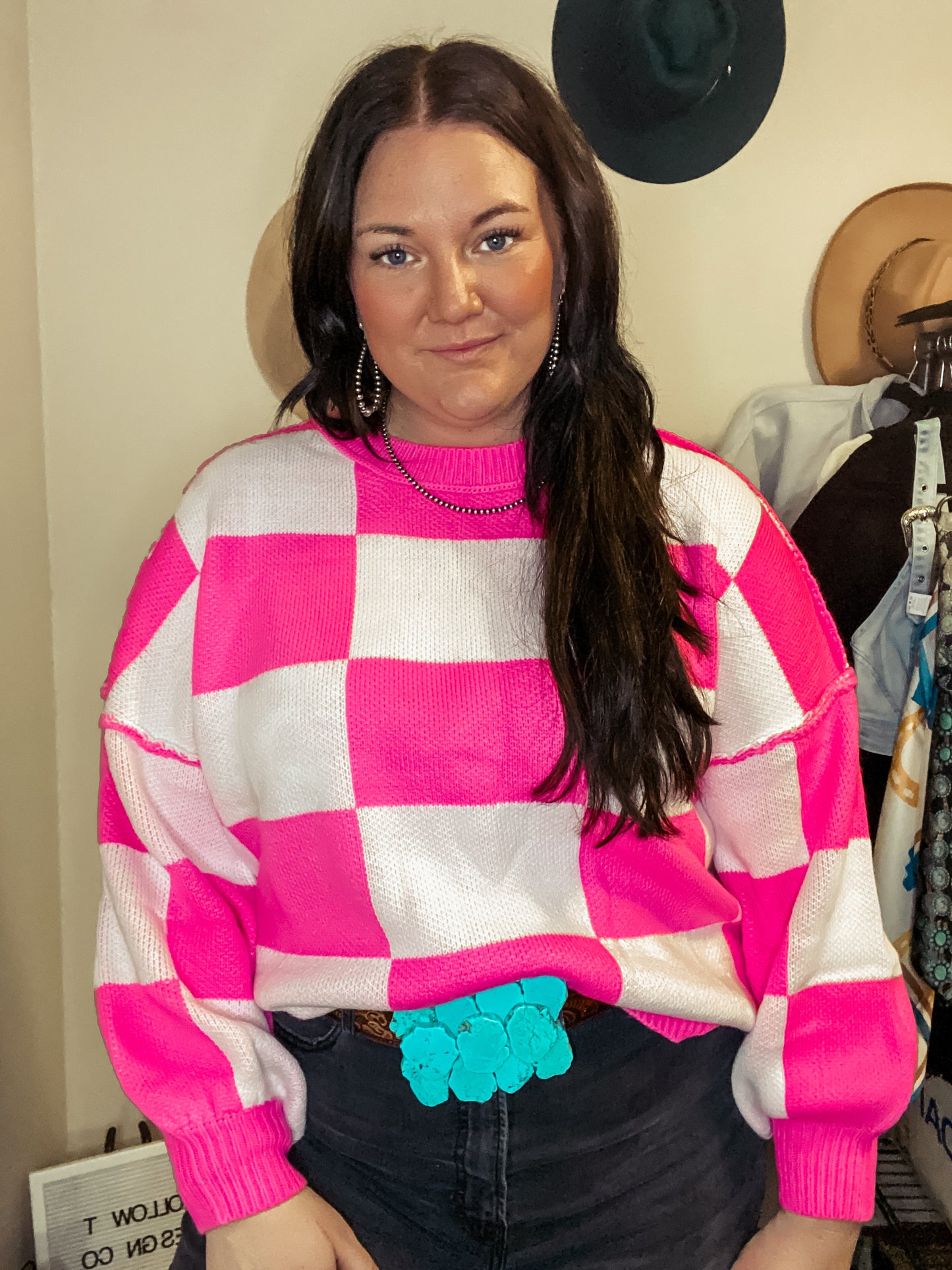 Pink Checker Sweater