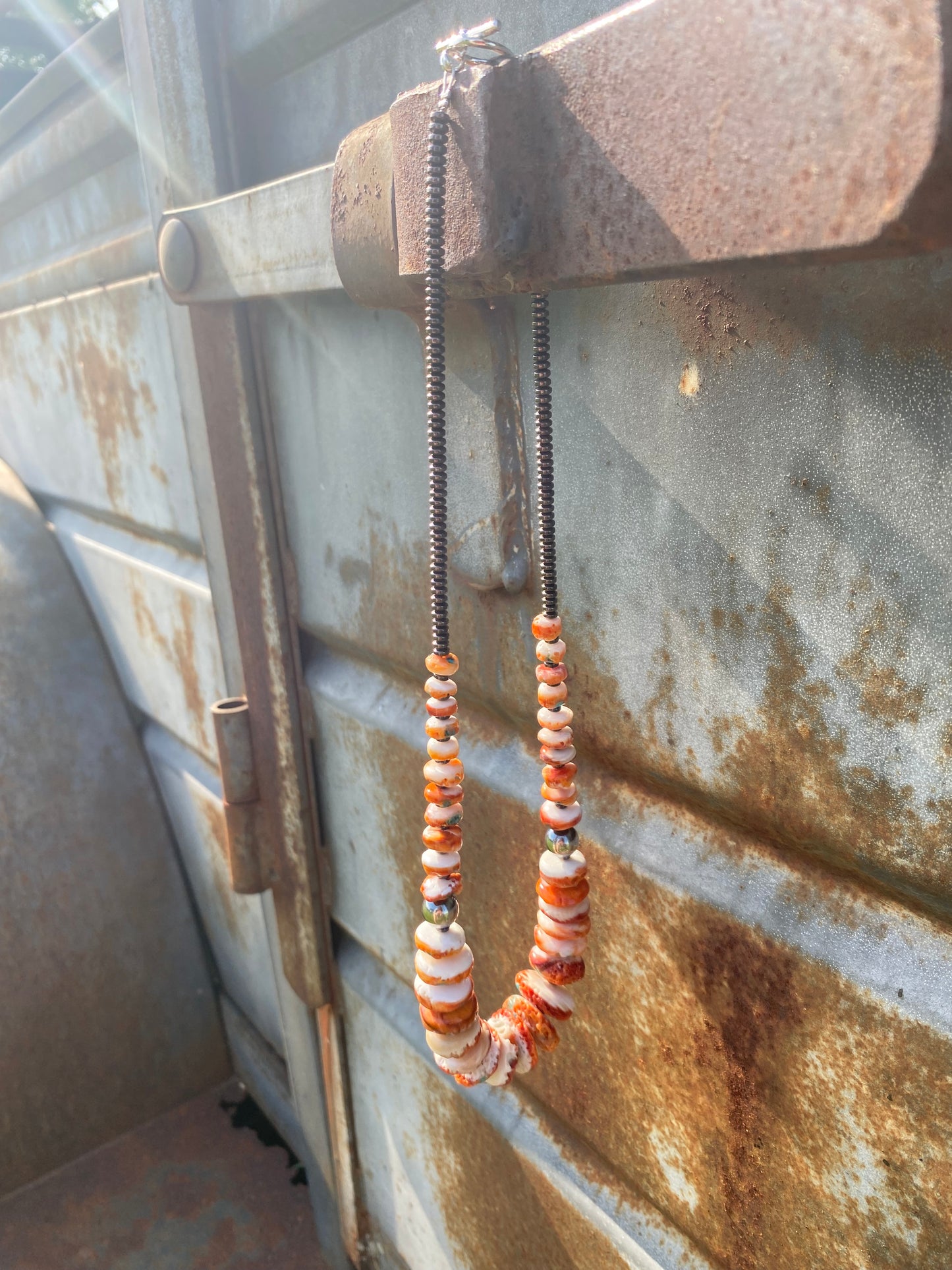 22" Orange Spiny Graduated Necklace