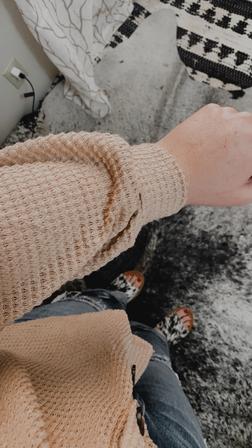 Waffle Knit Button Up