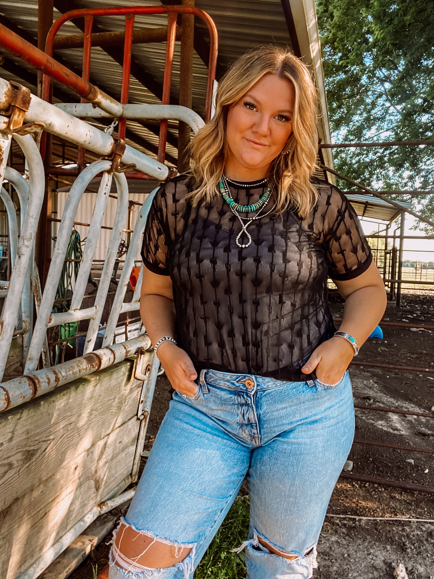 Cowtown Cutesy Mesh Top