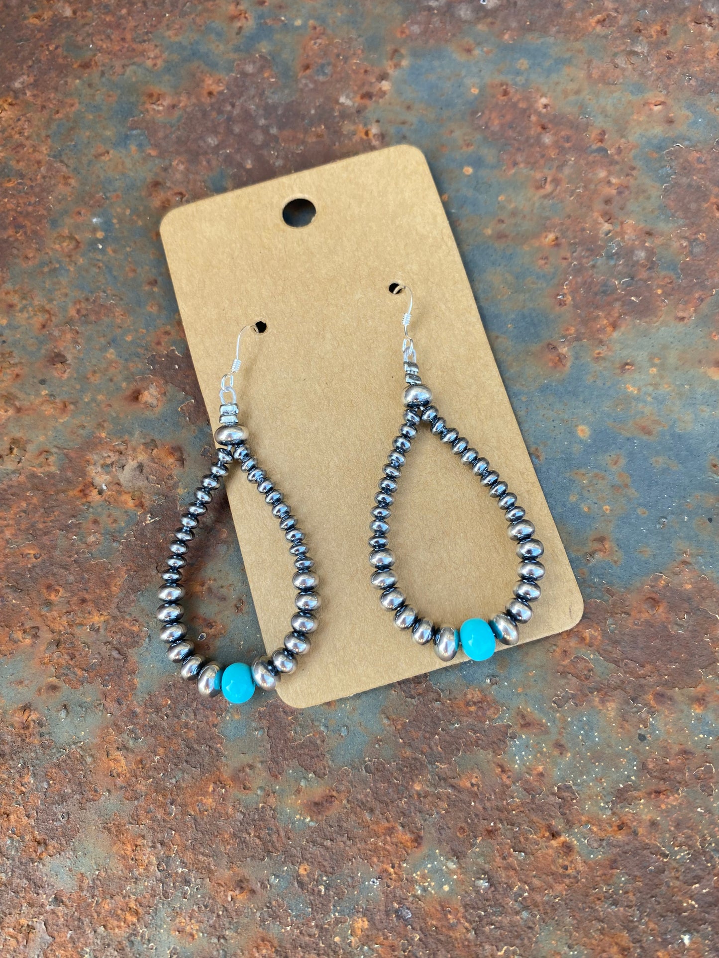 Dainty Sterling Saucer Pearls w/ Turquoise