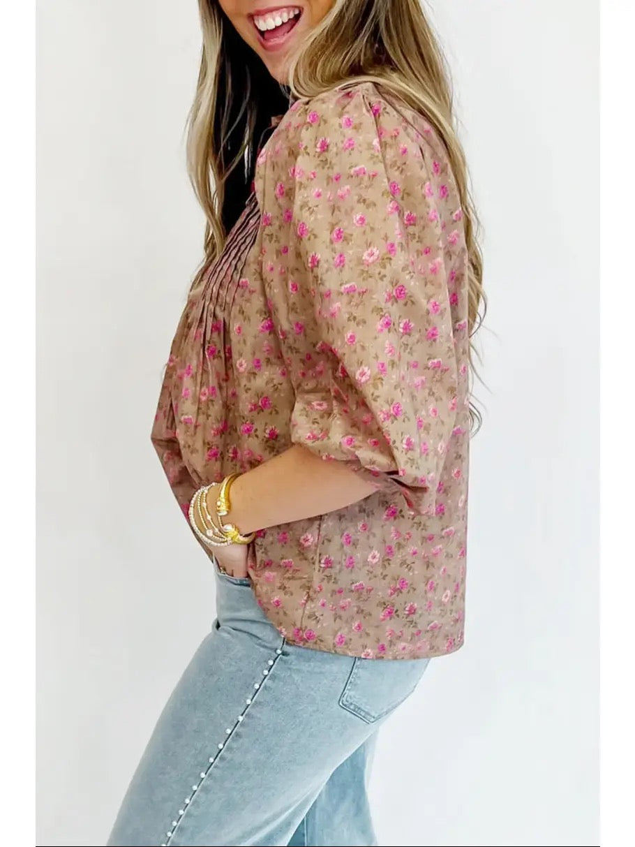 The Floral Pleated Top