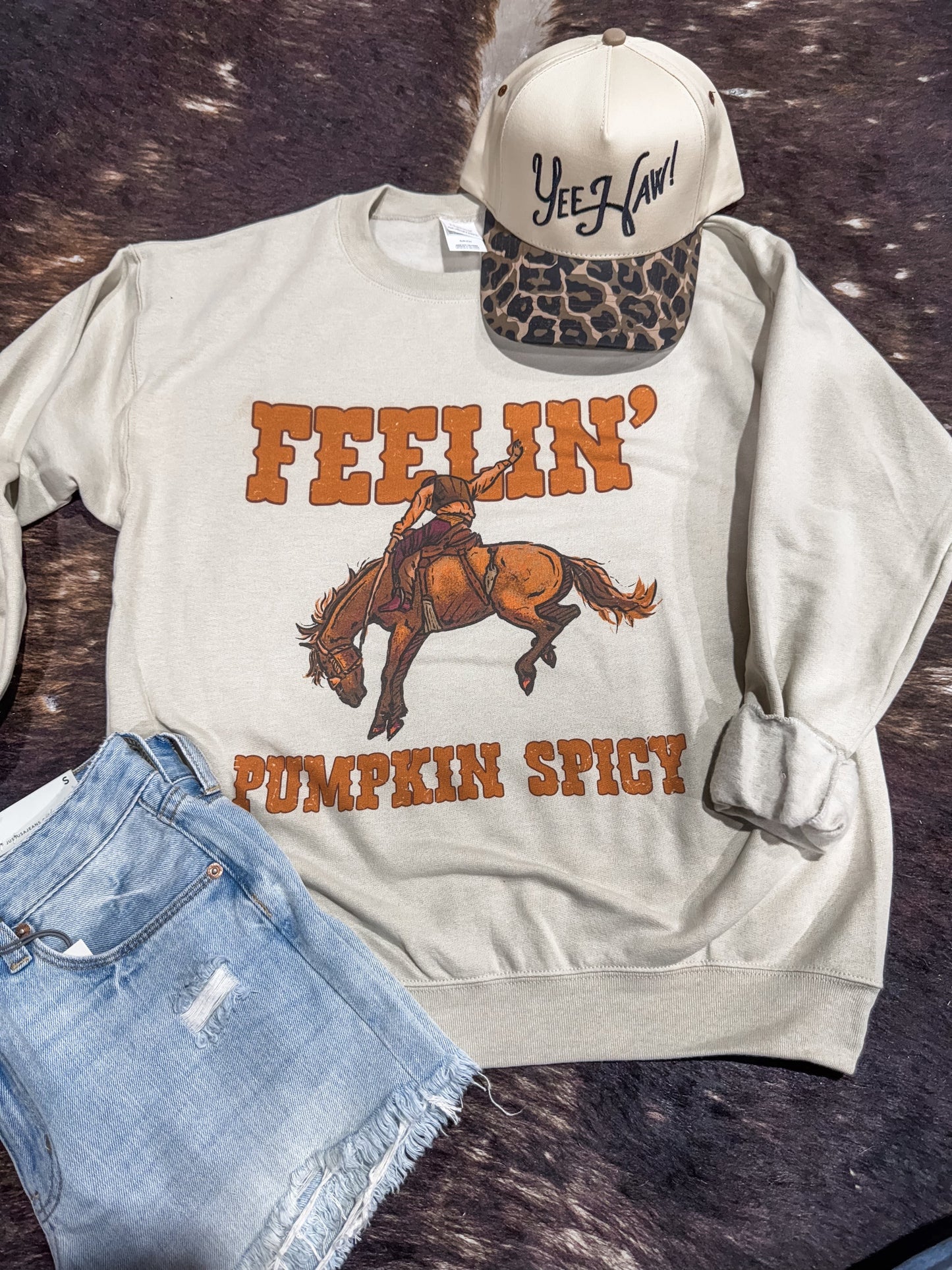 Feeling' Pumpkin Spicy Bucker Crewneck