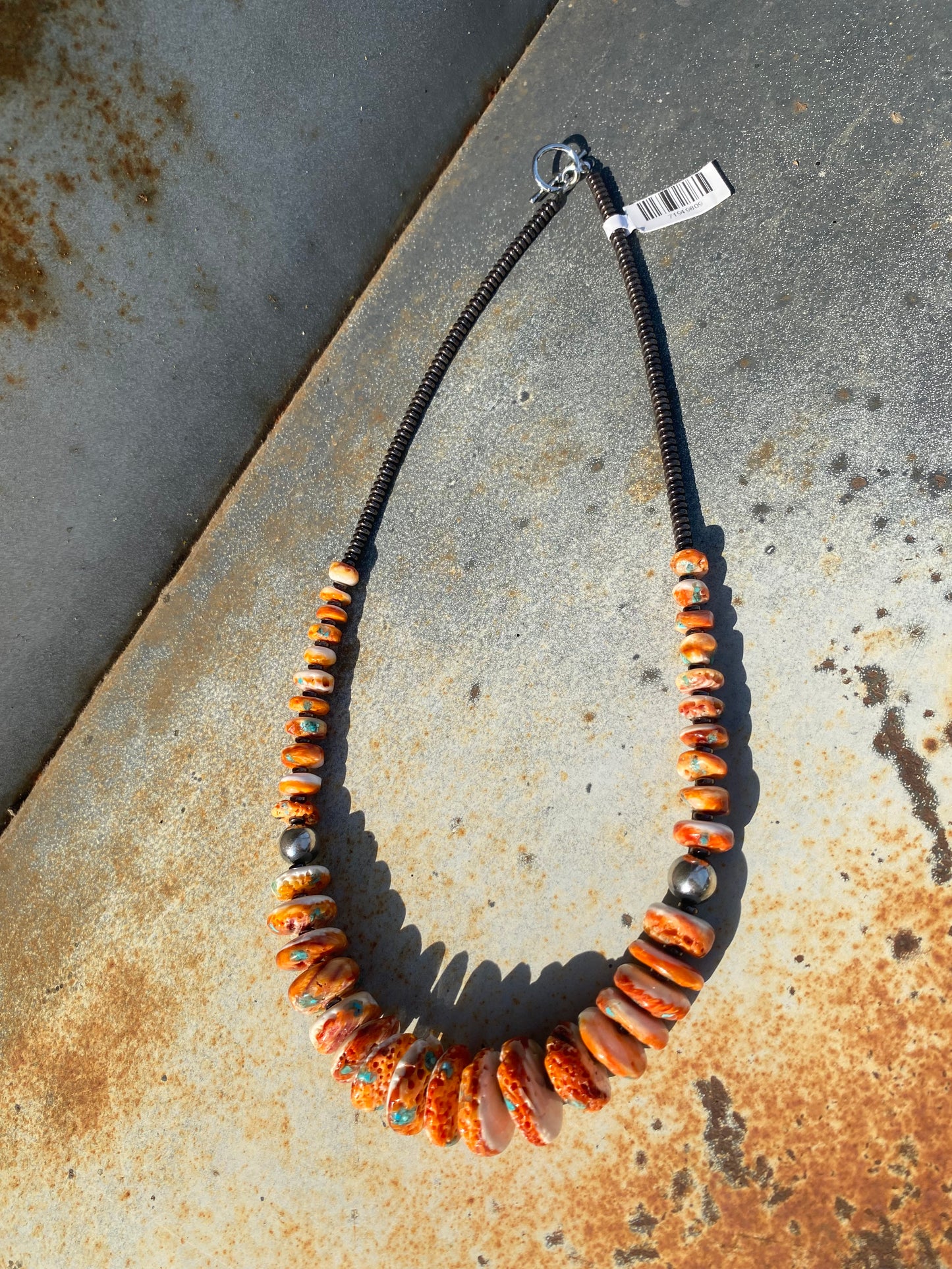 22" Orange Spiny Graduated Necklace