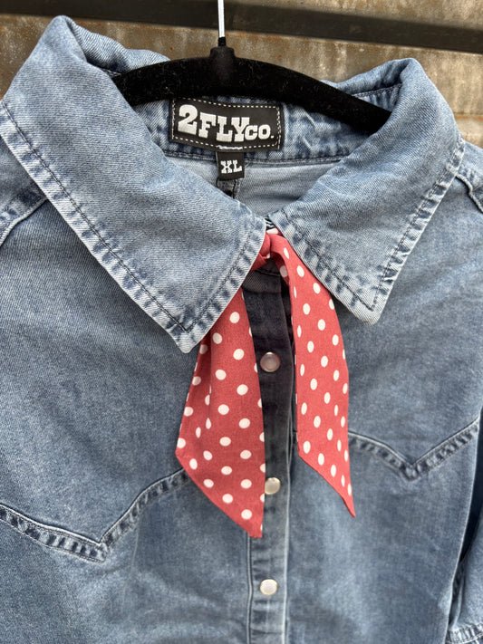 Mauve + White Polka Dot Twilly