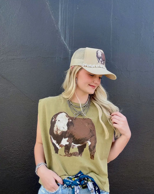 The Hereford Bull Boxy Tank (Olive)