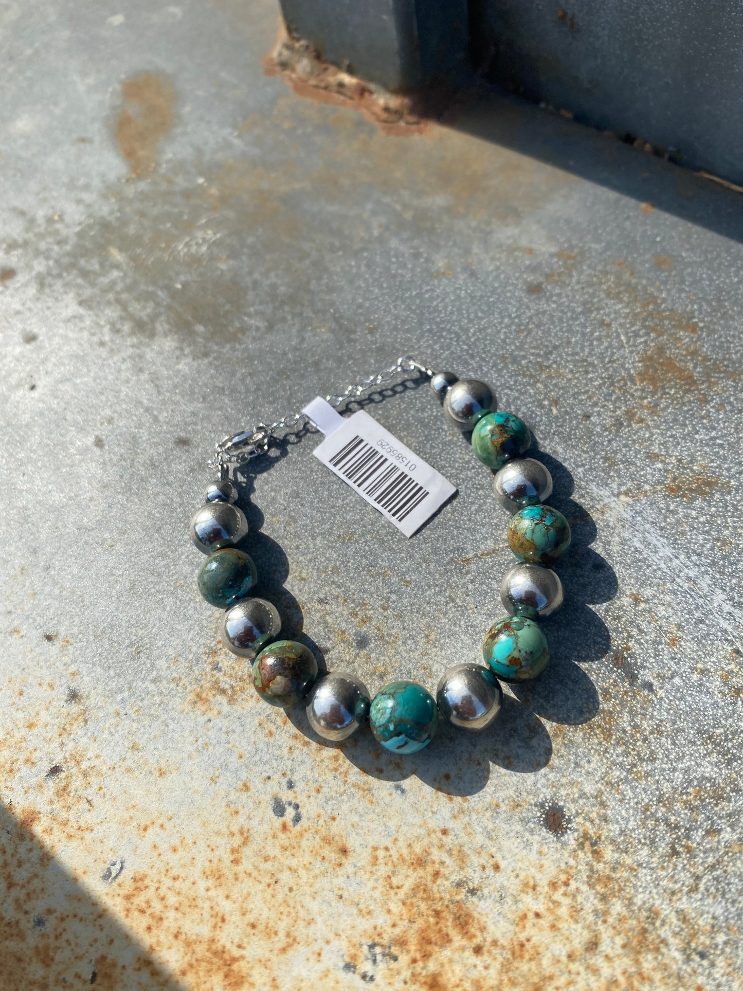 10mm Sterling Silver Pearls & Turquoise Bracelet