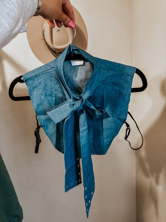 Denim Bow Collar
