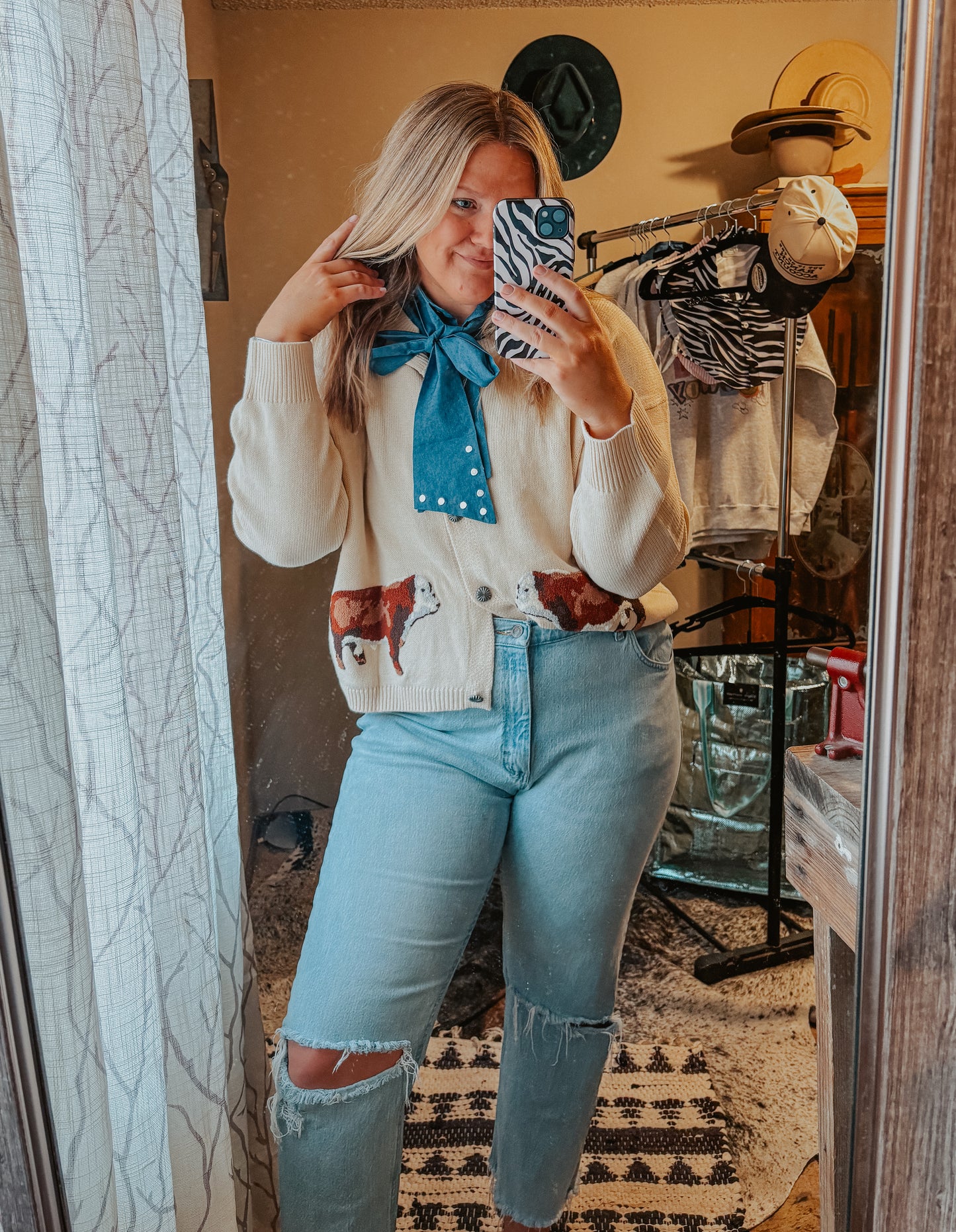Denim Bow Collar