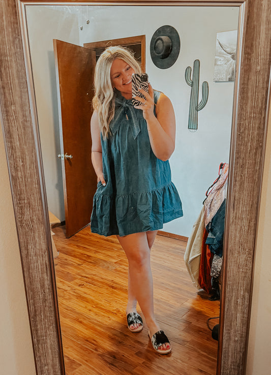 The Bow Tie Denim Dress