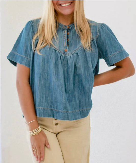 The Pop Your Collar Denim Top