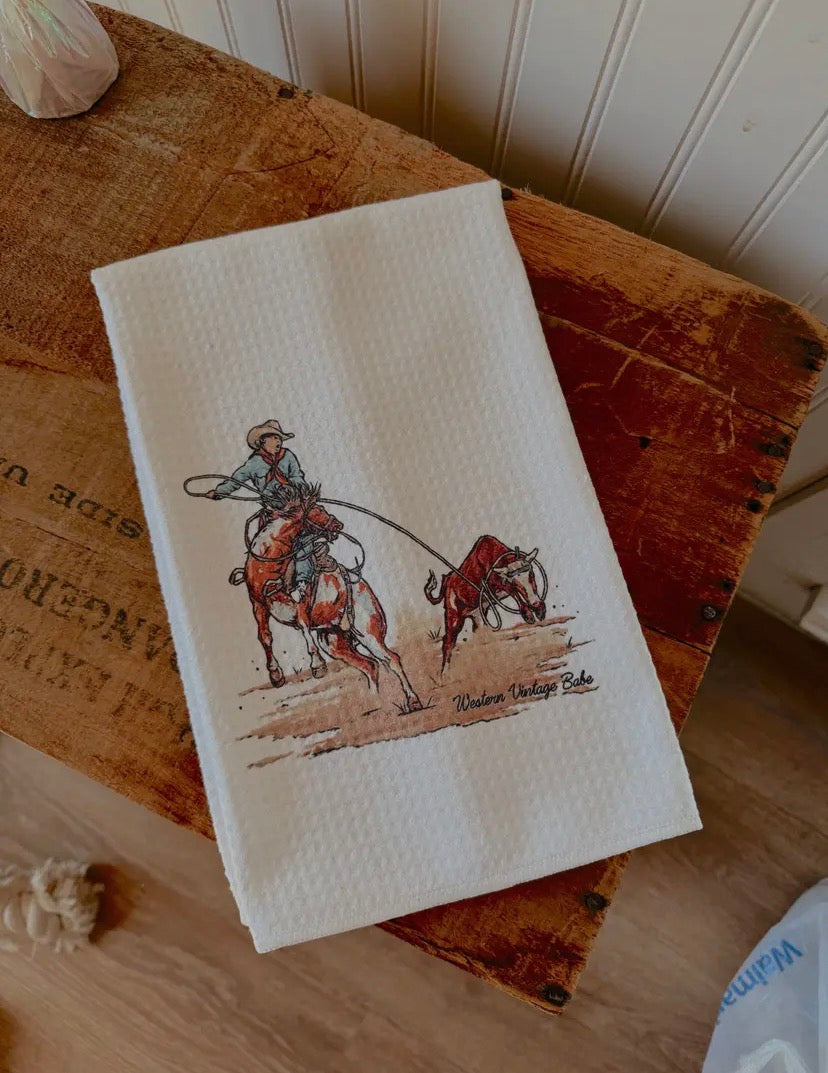 Ranchy Cowboy Tea Towel