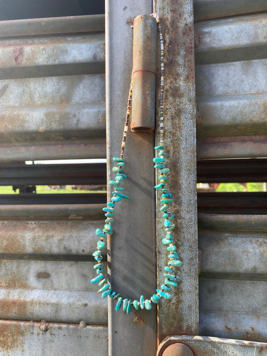 22" Turquoise & Shell Necklace