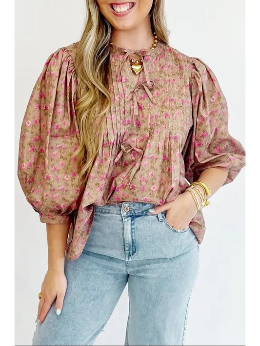 The Floral Pleated Top